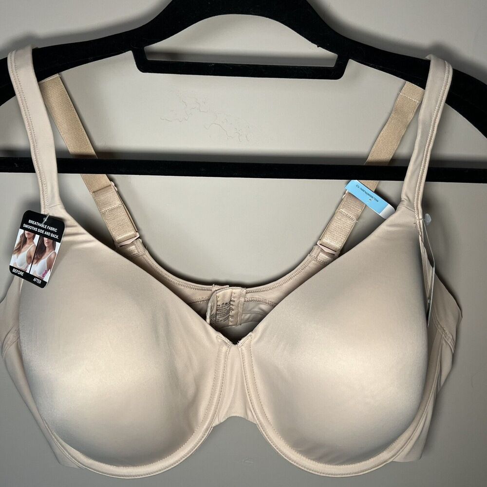 New Bali Smoothing Bra Lightly Lined Back & Side Smoothing Convertible Strap 42C